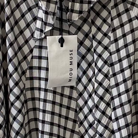 Miou Muse Black and White Gingham Checked Halter Dress - Picture 11 of 12